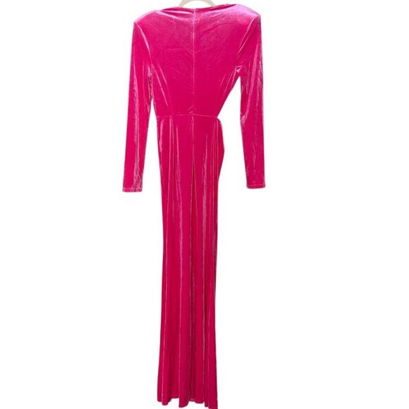 Faeriesty Elegant Hot Pink One Sleeve Evening Prom Maxi Bodycon Gown Dress - Picture 3 of 9